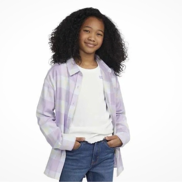 Levi's Kids Light Purple Plaid Button Down Shirt Size Medium 10/12 - Picture 7 of 7